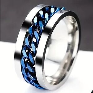 NWT Men's Stainless Steel Chain Spinner Ring